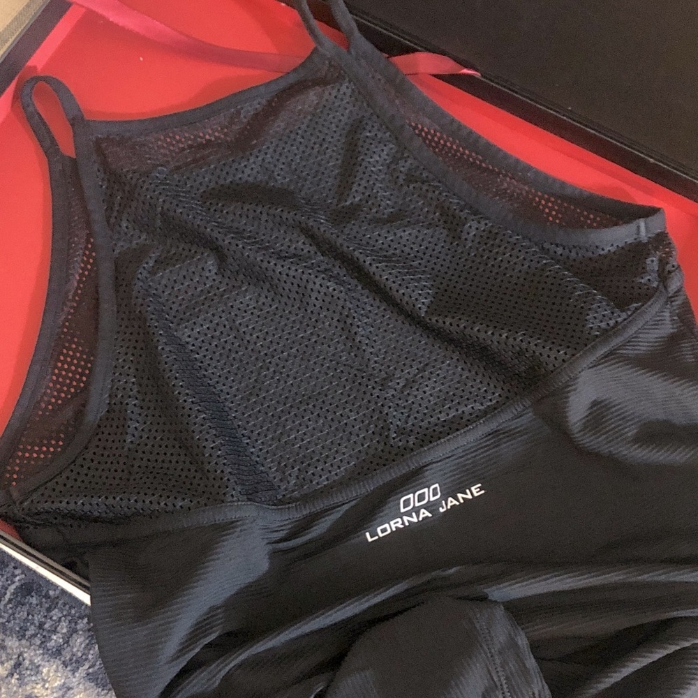 Lorna Jane Classic Black Mesh Tank